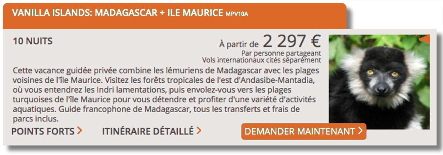 OFFRE-Nouveaux packages des Îles Vanille