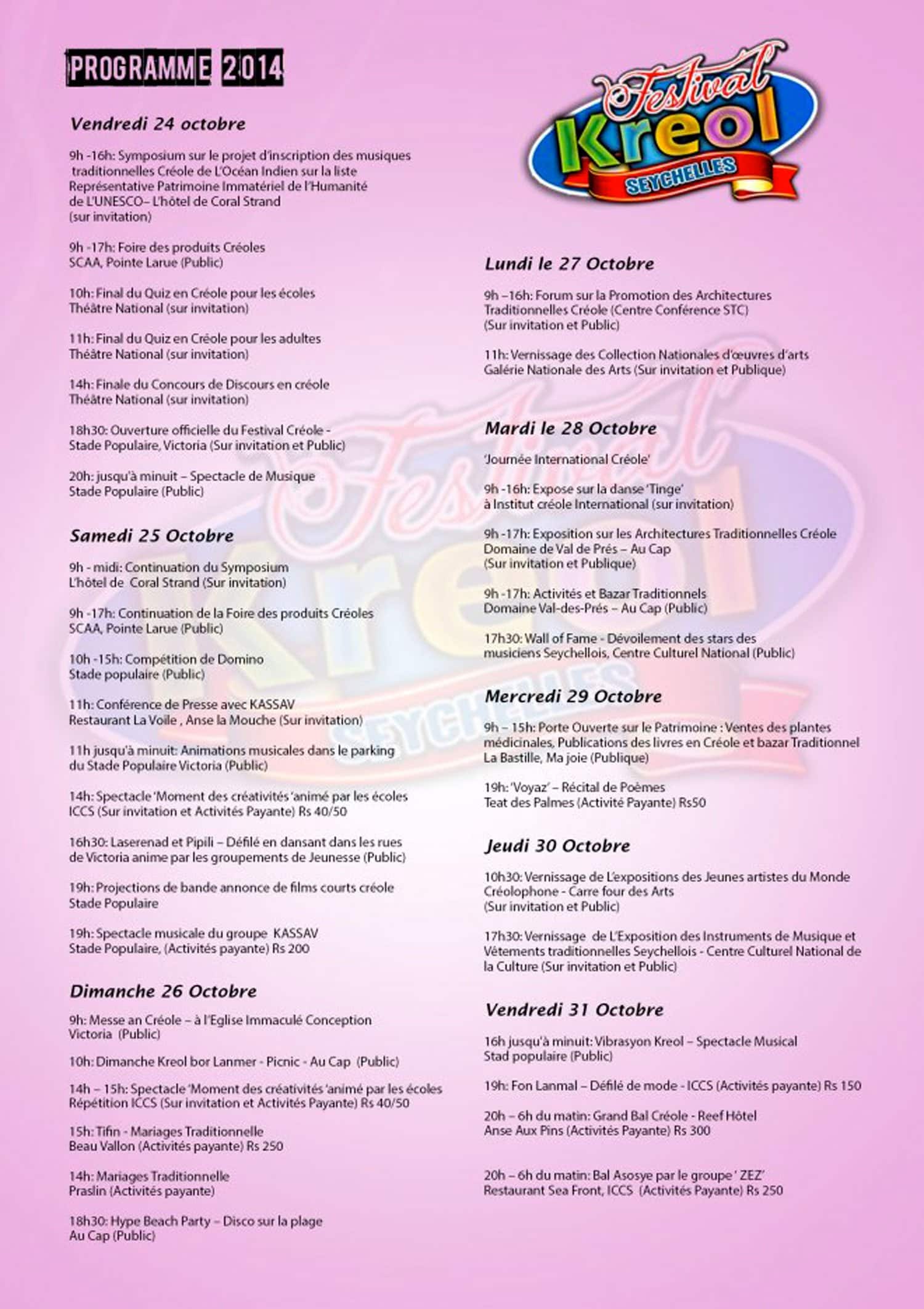 ARTICLE-The 29th Kreol festival of Seychellles ARTICLE-The 29th Kreol festival of Seychellles