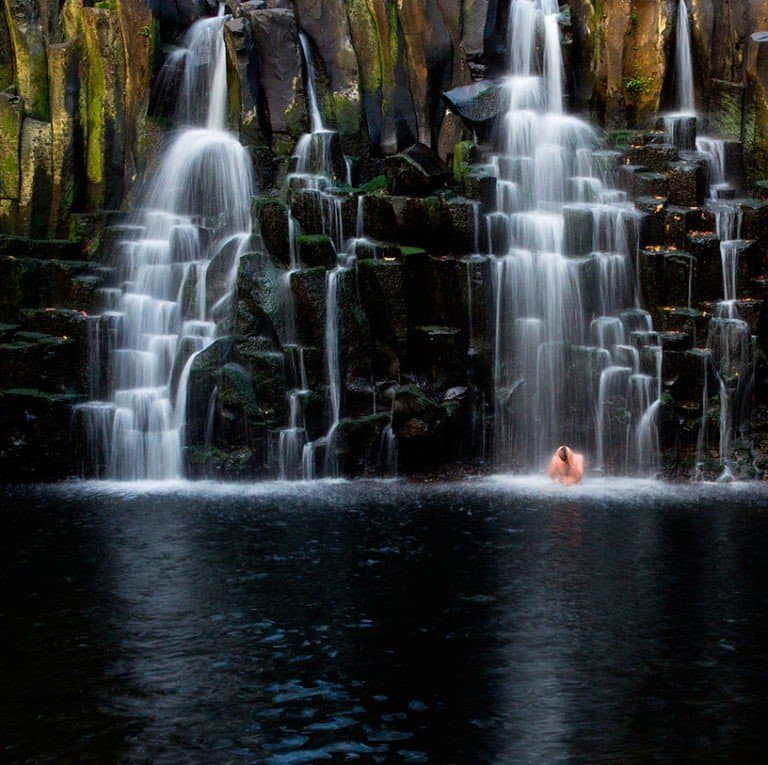 Mauritius - View waterfalls person